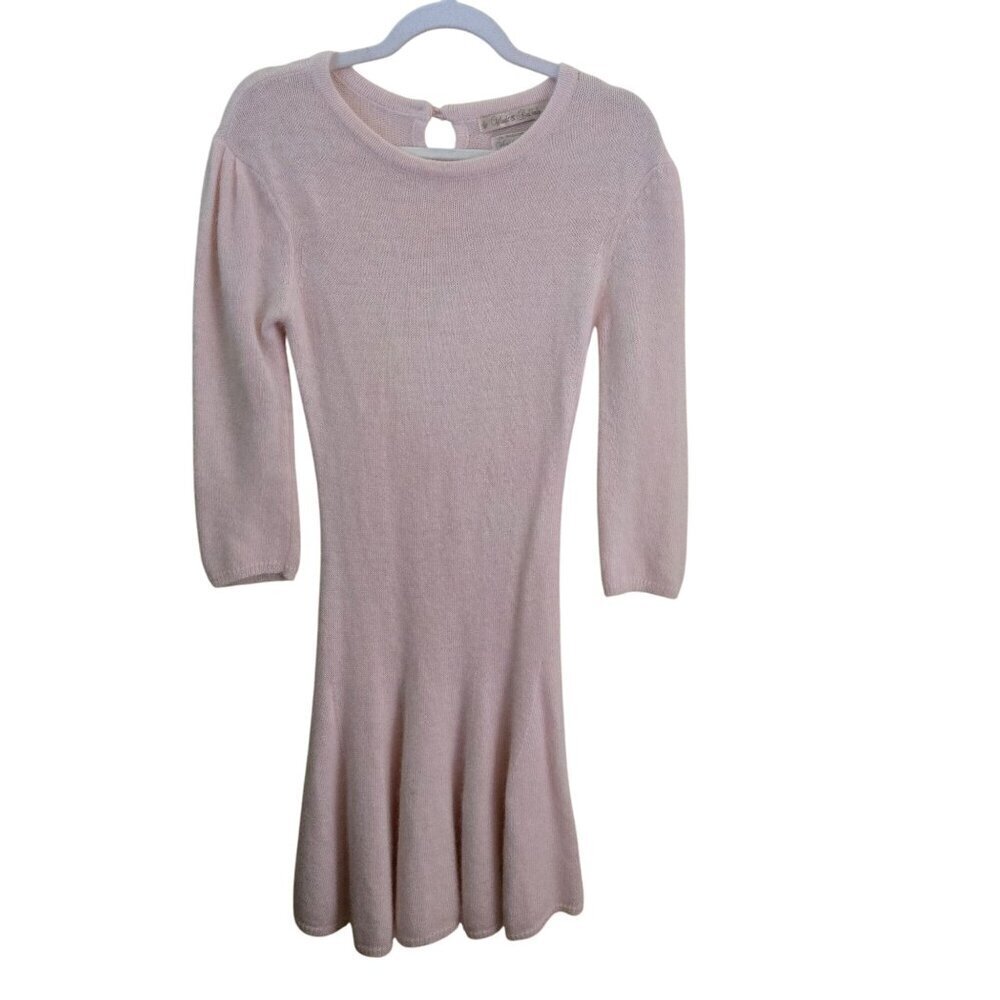 Wheels & Dollbaby Pink Angora Wool Blend Skater Sweater Dress Size 12